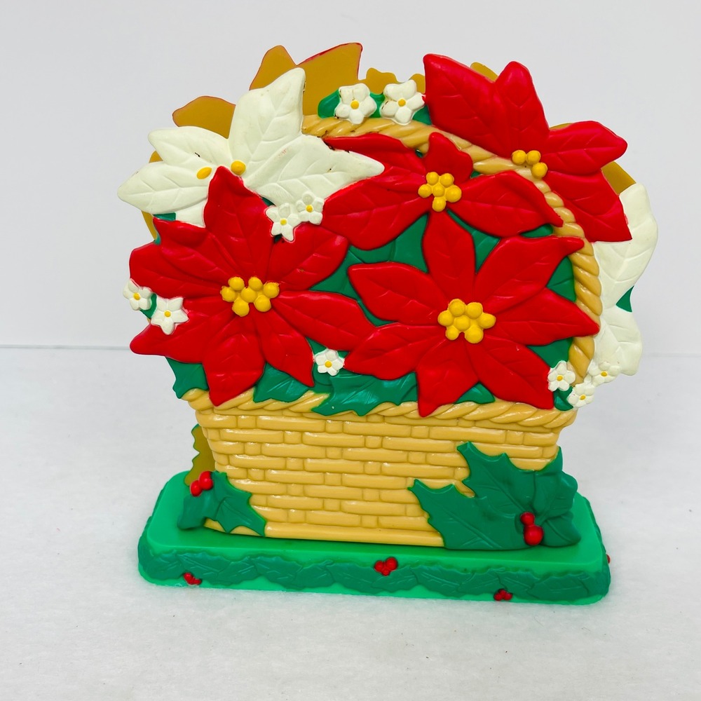 Unbranded Napkin Holder Unisex OS Poinsettia Basket Red Green Christmas Good